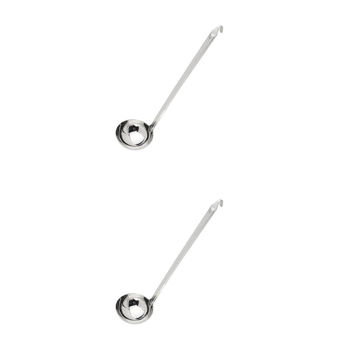 2 Pcs Stainless Steel Soup Spoons Ladle Long Handle W/Hook Kitchen Utensils