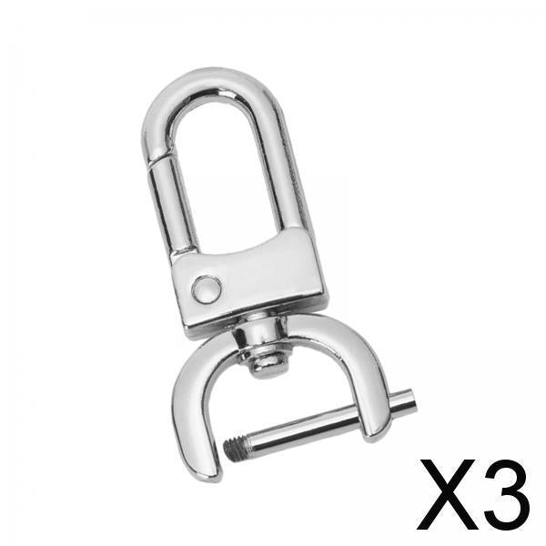 3xDetachable Snap Hook Swivel Clasp with Screw Bar DIY Purse Strap Replacement Silver white S