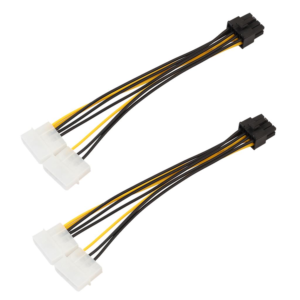 2 Pieces 8 Pin Female to Dual 4 Pin Male Graphics Card Power Cable Adapter