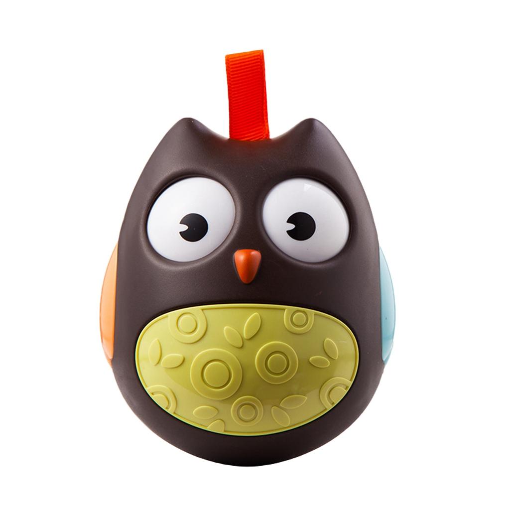 Kids Tumbler Toys Hanging Owl Rattle Baby Roly Poly Rolling Eyes Toys Brown