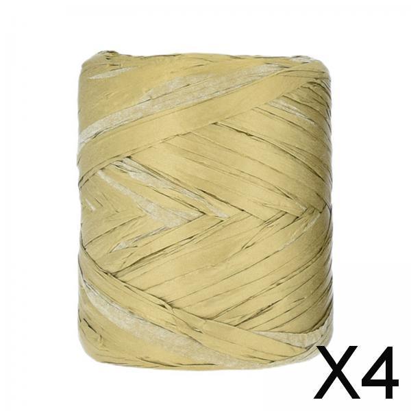4xRaffia Paper Ribbon Packing Paper Twine Ribbon for Packing Wrapping Bouquets Gold