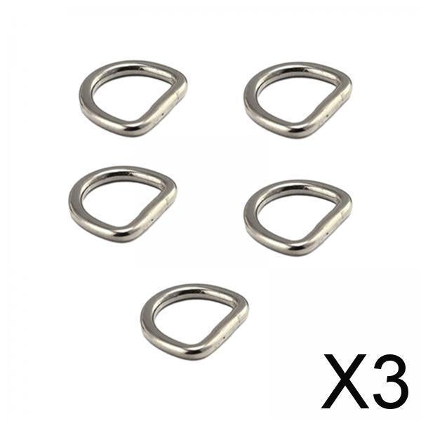 3x5Pcs D Rings Extra Thick for Hardware Bags Ring Straps Ties Tote Accessories 0.3cmx1.5cmx1.2cm Silver