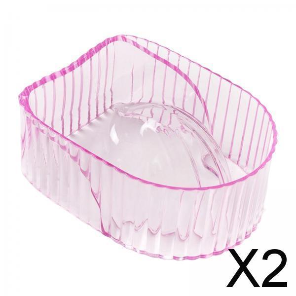 2xNail Soaking Bowl Nail Art Tool Manicure SPA Remover Acrylic for Home Salon Pink