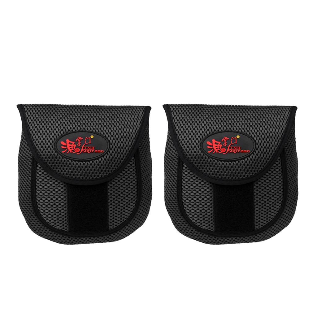 2 Pieces Bait casting Fishing Reel Protective Case Cover Storage Bag Black