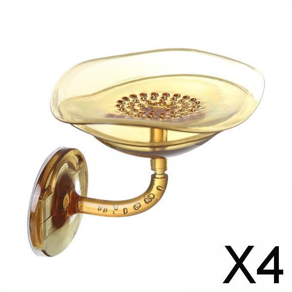4xWall Mounted Soap Holder Double Layer Hanging Saver for Wall Hotel brown