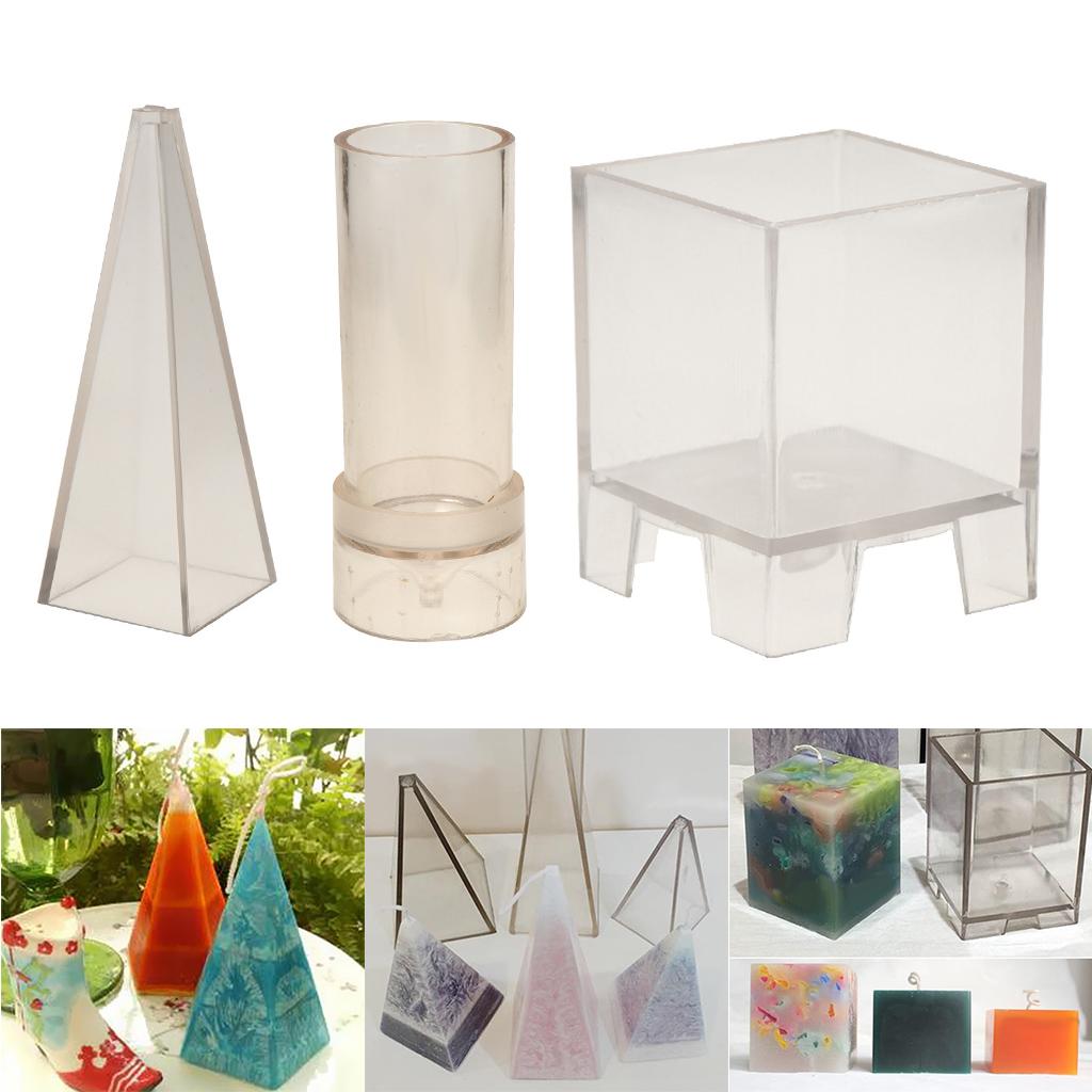 3 Pieces/Shapes Plastic Clear Candle Molds Soap Mould Candles Making Crafts