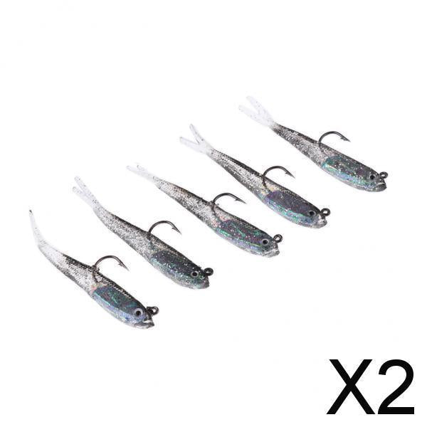 2x5pcs Fishing Lure Bait Soft Bait Fishing Lure Fishhook Artificial Bait 7.5cm