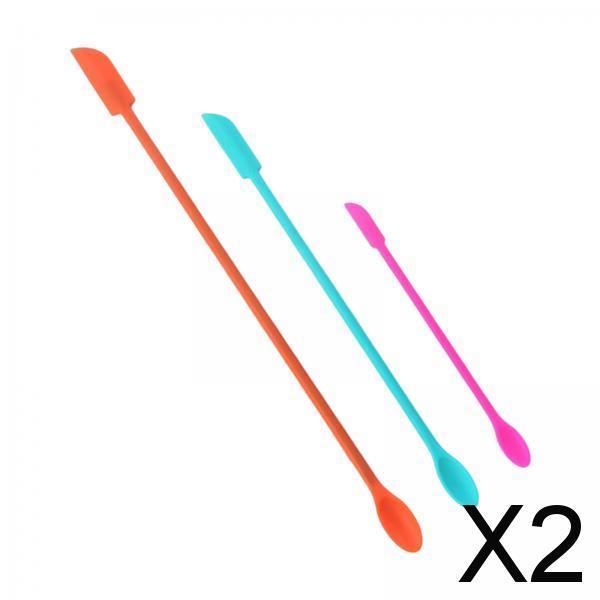 2xmakeup mini Spatula Makeup Scraper for Lotions Peanut Butter Condiment 3pcs Colorful