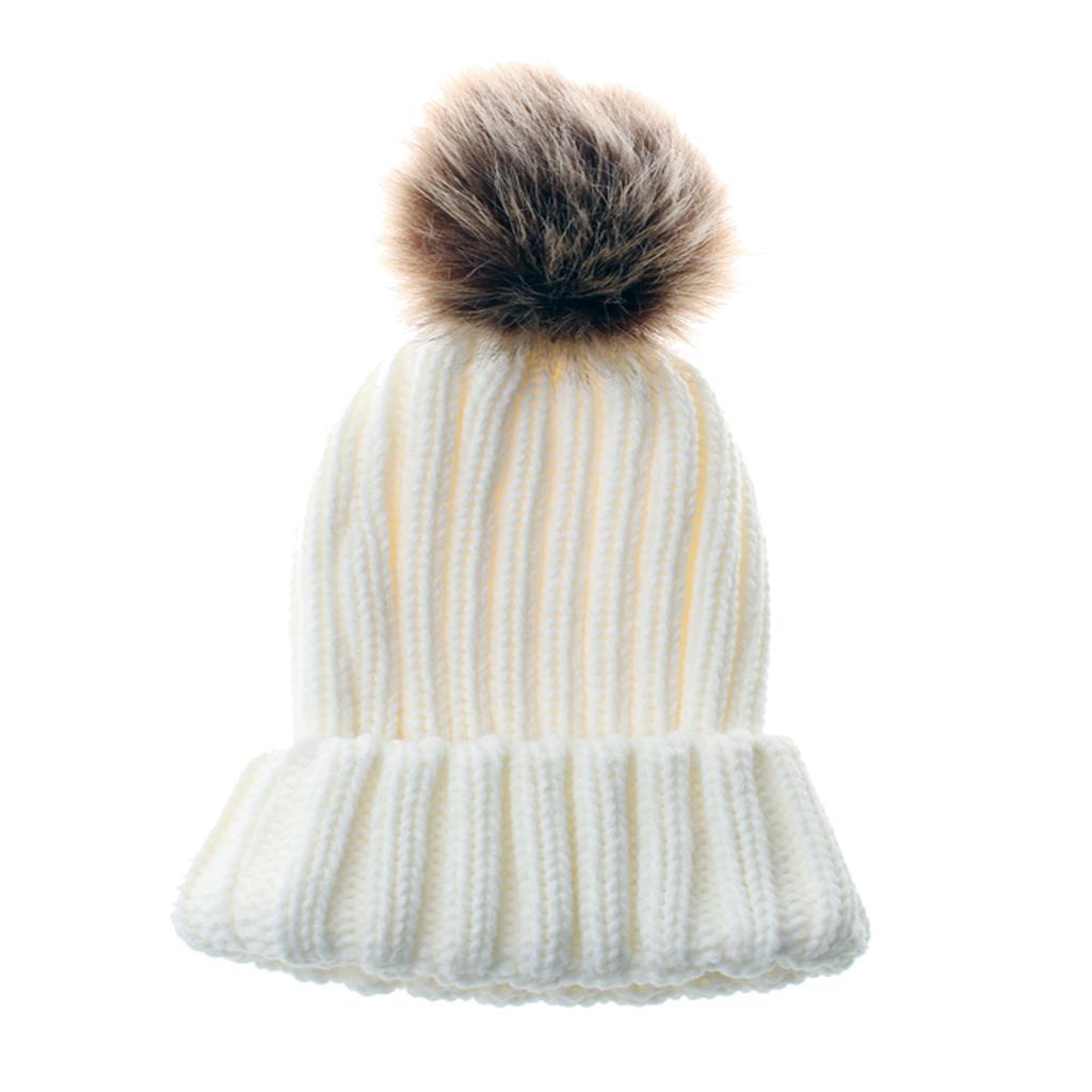 Cute Newborn Baby Girls Boys Winter Knitted Hats Warm Caps Beanies  White