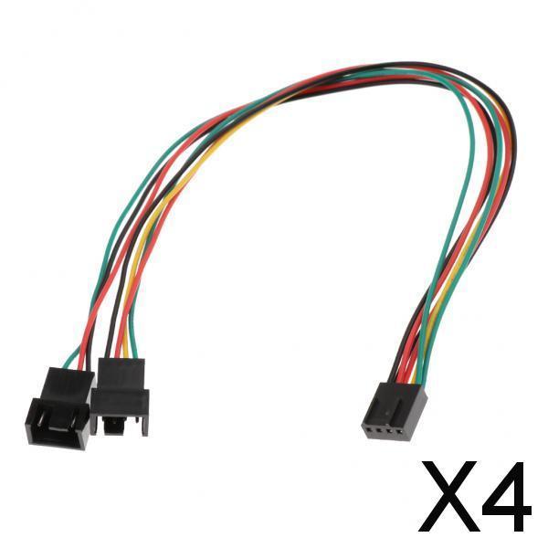 4xPC Fan Power Connector 4pin Female to 2x 4pin Male Splitter Extension Cable