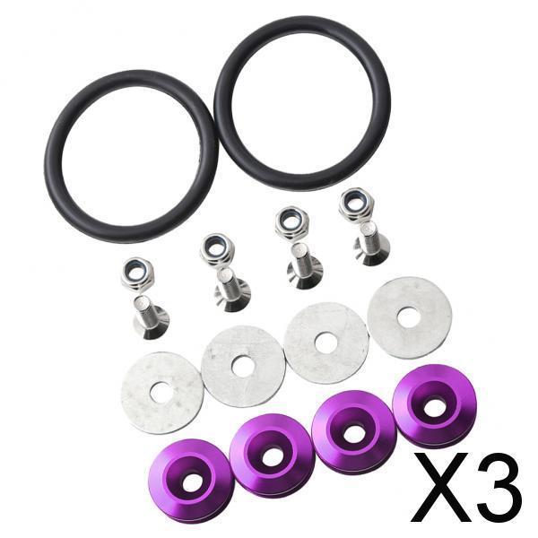 3xQuick Release Fasteners For Car Bumpers Trunk Fender Hatch Lids Kit Purple