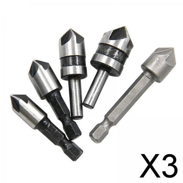 3xHigh Speed Steel Countersink Drill Bit 5 Flute 82 Degree for Softwood 5Pcs