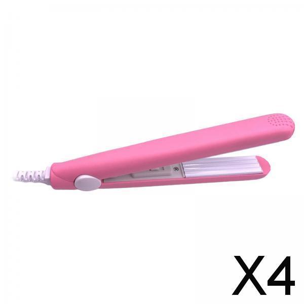 4xMini Hair Straightener Flat Iron Curler Travel Home DIY Hair Style Pink