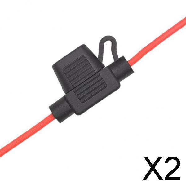 2xFuse Holder 20A Damp Black Protective 14 AWG Wire for Boats Trucks Cars