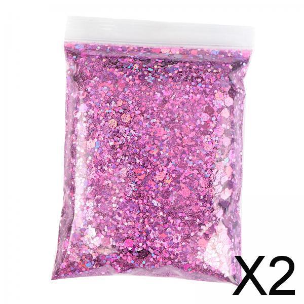 2x1Bag 50g Nail Glitter Sequins Paillette Flakes 3D Nail Art Decor Peach