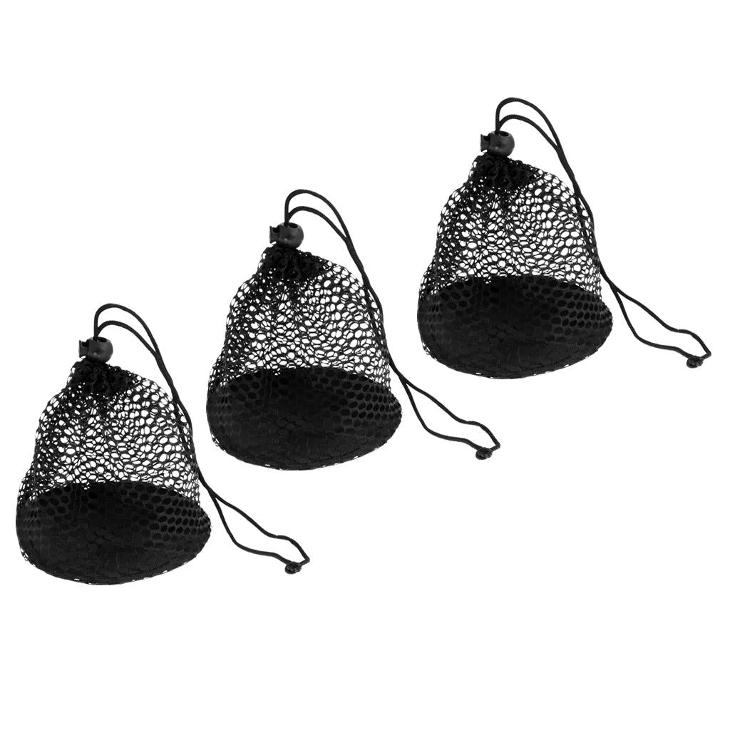 3 Pieces Durable Nylon Mesh Net Bag Carry Bag for Golf Ball Tennis Ball