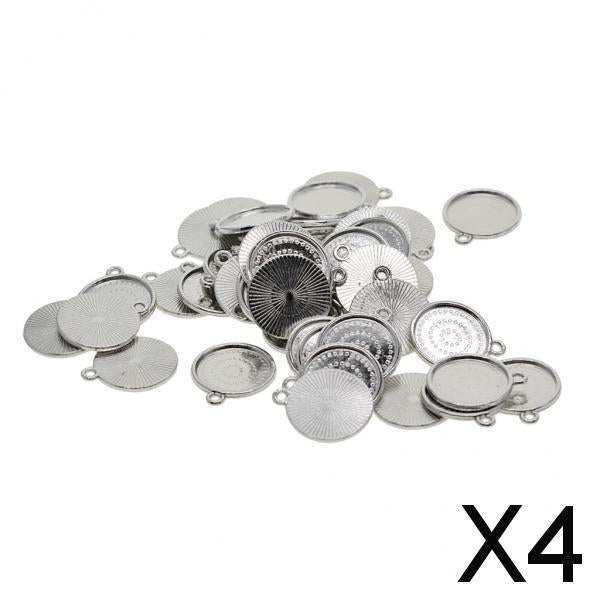 4x50x 18mm Round Pendant Blank Cabochon Base Setting Trays DIY Jewelry Making