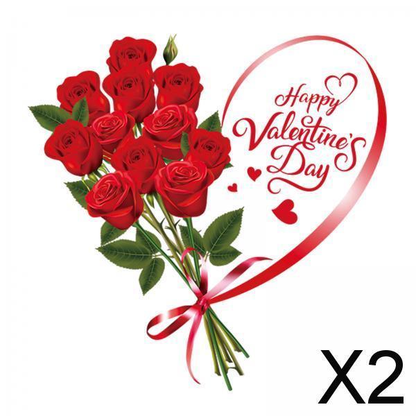2xValentine's Day Window Sticker Roses Art Decal for Party Wedding Anniversary Style D
