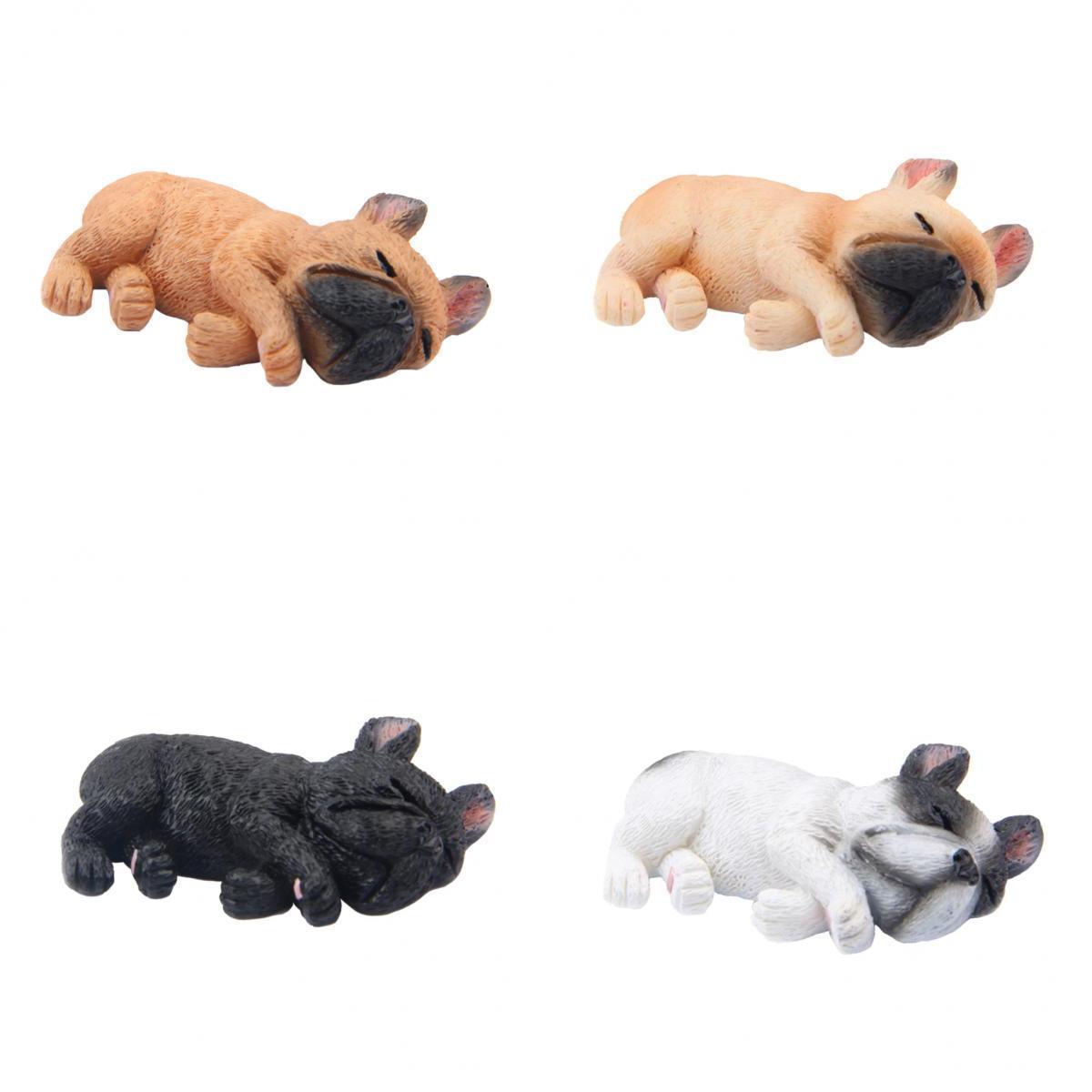 4 Pieces Sleeping Corgi Dog Garden Mini Dollhouse Figurine Decor
