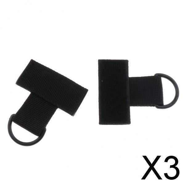 3x2 Pieces Outdoor MOLLE Nylon Webbing T Hook & Loop D Key Ring Black