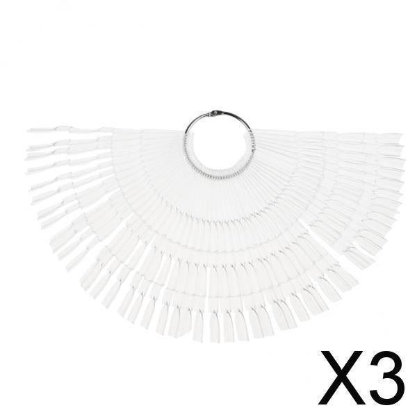3x50 Piece Fan-Shaped False Nail Art Polish Gel Display Chart 150 Tips Clear
