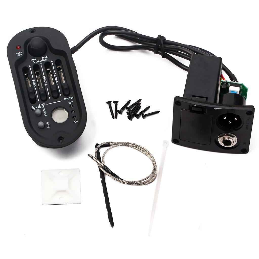 4 Band A-4T EQ Folk Guitar Preamp Equalizer Piezo Pickup with LCD Tuner 10cm