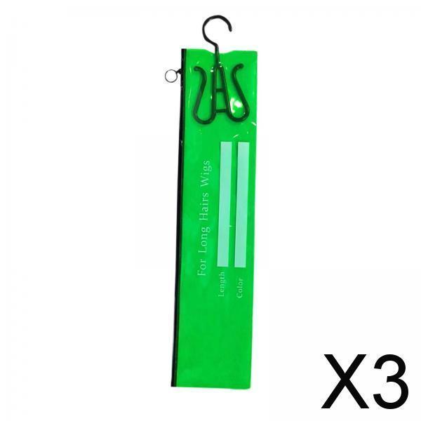 3xHair Extension Storage Bag Portable Hair Extension Hanger for Synthetic Hair S Green