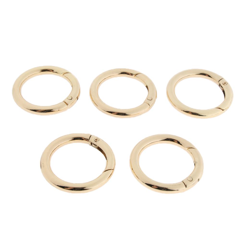 5 Pieces Zinc Alloy Round Spring Buckles Snap Hook Keychain Clip Gold 25mm