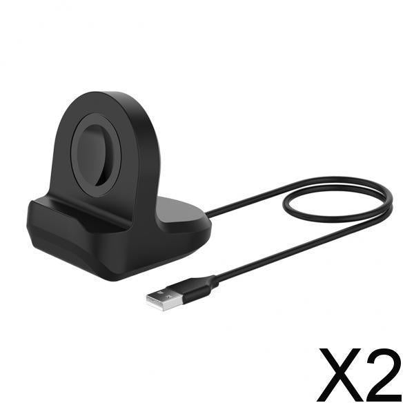 2xUSB Charging Dock Cradle for Galaxy Watch Active Smart Watch Charger Black
