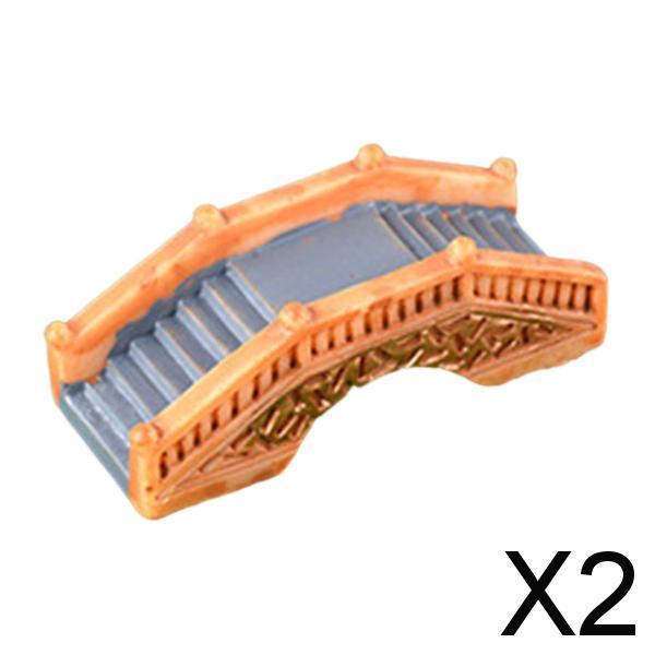 2xMiniature Bridge Statue Miniature Garden Bridge for Desk Aquarium Decor Orange