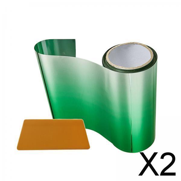 2xCar Window Sun Visor Strip Tint Film with Scraper Windshield Sun Visor Strip Green