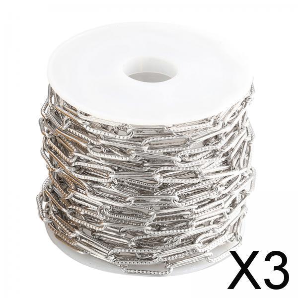 3xPaperclip Link Chain Link Chain Bulk for Handmaded Jewelry Supplies DIY Silver