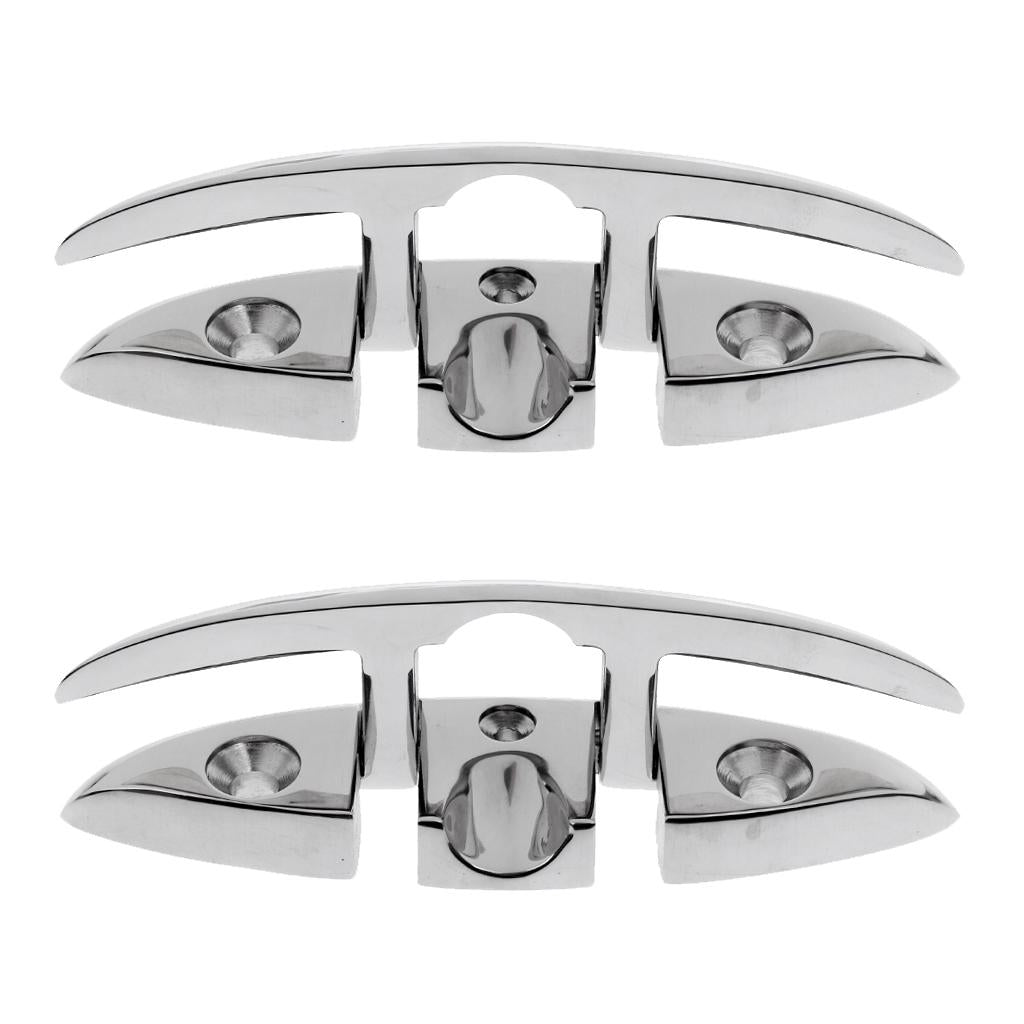 2 Pieces Boat Stainless Steel Flip Up Folding Pull Up Dock Cleat Flush Mount