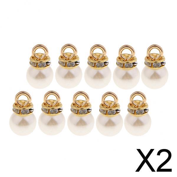 2x10 Piece Round ABS Imitation Pearl Charm Pendant for Jewelry DIY Making 8mm