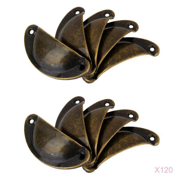 1200Pcs Antique Bronze Door Cabinet Knob Drawer Shell Brass Pull Handle Cup