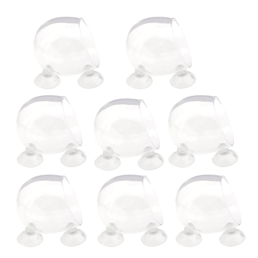 8Pcs Aquatic Plant Crystal Glass Cup Pot for Aquarium Fish Tank Plant Holder