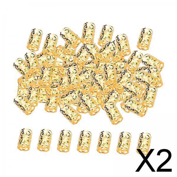 2x100x Dreadlocks Beads Rings Hair Accessories for Women and Men Hair Braiding Golden 10mmx15mm