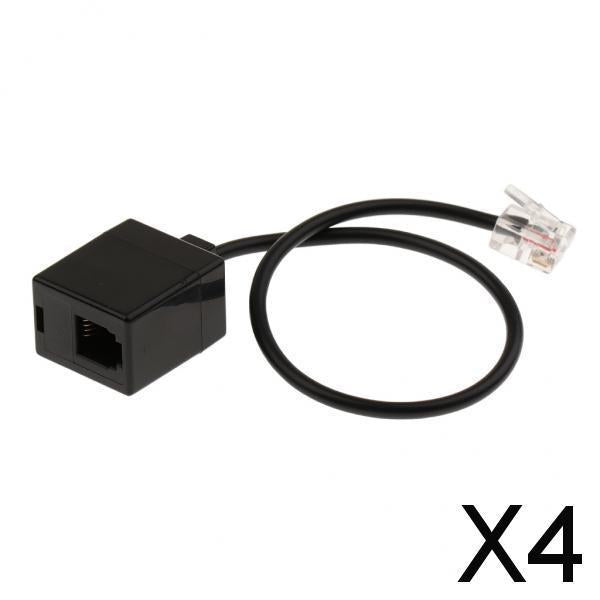 4xRJ9 4P4C Male Plug to RJ9 Modular Female Connector Handset Adapter Splitter