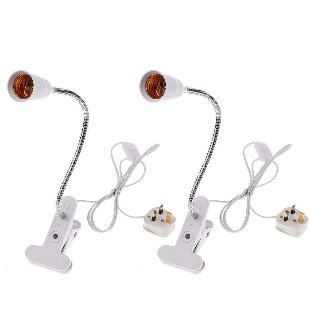 2x Flexible Wire Neck with On/Off Switch E27 Light Lamp Bulb Holder UK Plug