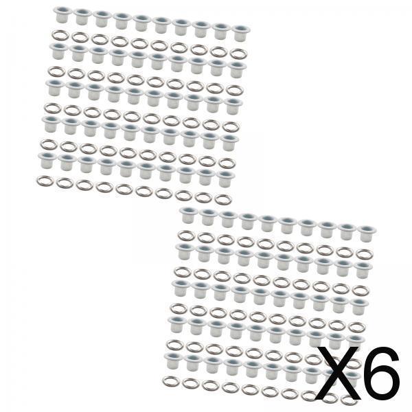 6x100 Pieces Eyelet Grommet Tool Kit Heavy Duty for Scrapbooking Clothes Shoes white