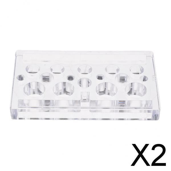 2xAcrylic Square Clear Tattoo Pigment Ink Cup Holder Stand Display Supply
