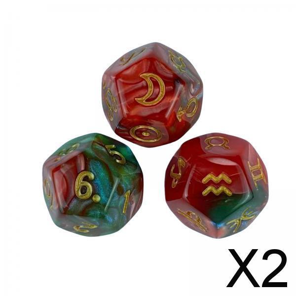 2x3x Astrology Dice 12 Sided for Family Gathering Role Playing Game Dice Games Style B