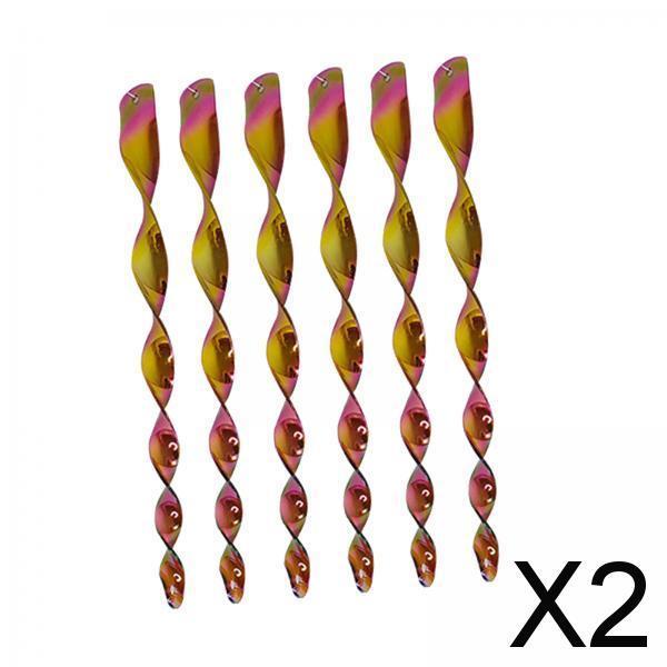 2x6Pcs 12inch Bird Repellent Reflective Spiral Scare Rods Decoration Accessory Coffee