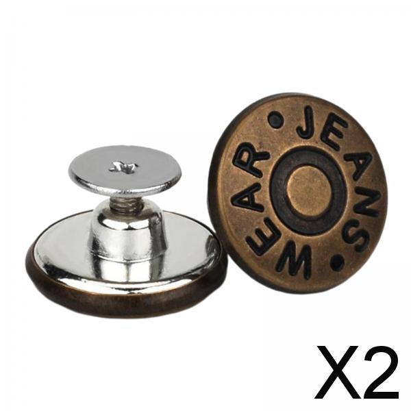 2x3PCS Detachable Jean Buttons Removable Reduce Waist Size for Cowboy Clothing Bronze English