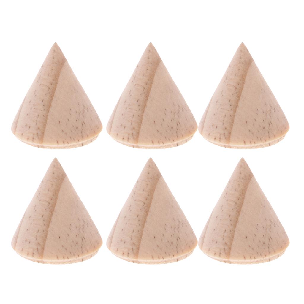 6 Pieces Unpainted Plain Cone Wooden Ring Jewelry Display Organizer Rack