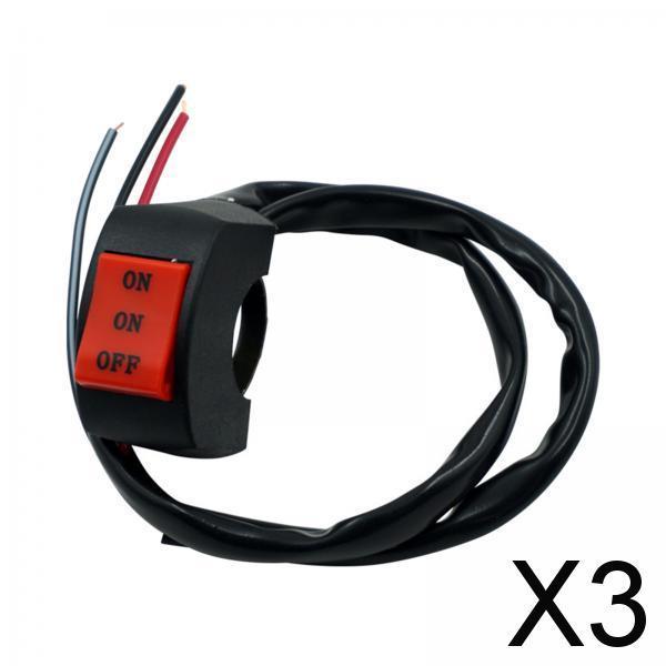 3xMotorcycle Headlight Switch 7/8 inch 22mm Handlebar Toggle Switch