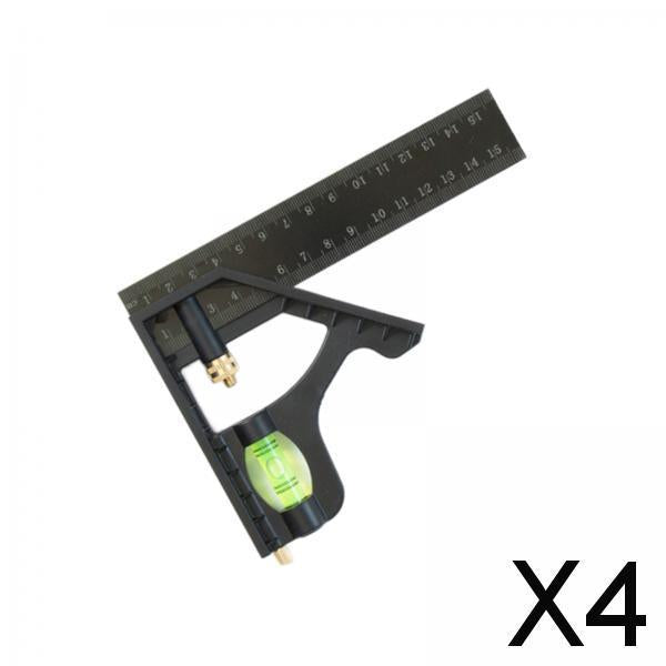 4xAdjustable Carpenters Square with Horizontal Bubbles Right Protractor Square 15cm