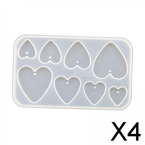 4xEarrings Pendants Mould DIY Epoxy Resin for Party Supplies Crafts Home Decor Heart