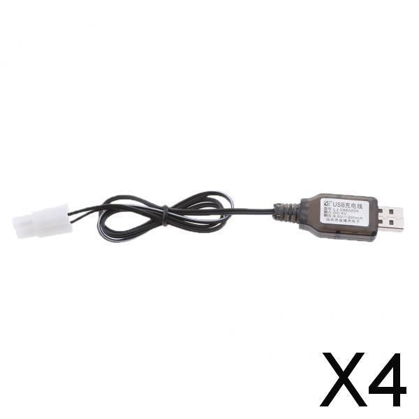4x9.6V USB to L6.2-2P Plug MH/ Battery Charging Cable for RC Drone Toy