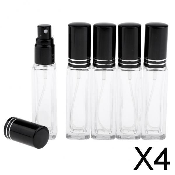 4x5x 8ml Refillable Perfume Atomizer Empty Spray Bottle Black Cap With Stripe